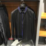 专柜正品代购秋季新品GXG蓝色针织拼接袖黑色长袖衬衫#53103451