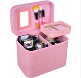 咔犀大容量韩国带内盒化妆箱 旅行收纳化妆包 防水仿皮手提硬型
