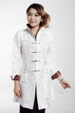 民族风中式女装唐装长袖上衣 秋冬装特价中长款风衣F125-2白色