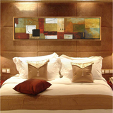 卧室床头装饰画现代简约客厅挂画玄关壁画酒店格子抽象画长方形画