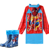 蜘蛛侠儿童雨衣男童书包位雨披保暖内胆雨鞋雨靴中小学生雨伞套装