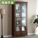 泽润木业 简易储物柜 家具展示柜单个书柜书架实木橡木书橱收纳柜