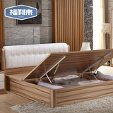 现代皮艺床 床储物床 高箱床实木质双人床 1.8米真皮床 结婚床01