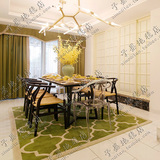 时尚简约欧式中式绿色地毯客厅茶几沙发地毯卧室床边手工腈纶地毯