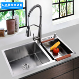 德国LABRAZE 304不锈钢加厚4MM 拉丝水槽套餐 厨房洗菜盆洗碗池