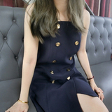 韩国代购2016夏装新款女装性感吊带裙子夏季一字肩露肩直筒连衣裙