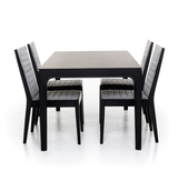 橙石 北欧宜家1.6米黑色长方形实木餐桌椅组合 现代简约4人6人
