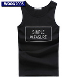WOOG2005韩版男装2016夏季男士修身字母背心打底时尚无袖潮坎肩
