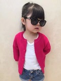 16春新女童装韩国代购同款中小童宝宝糖果色上衣毛线针织开衫外套