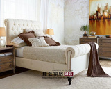 厂家直销法式美式实木布艺方床别墅奢华卧室软床婚床可定制家具