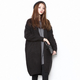 2015冬新款韩版加厚针织外套大码显瘦宽松中长款毛衣披肩开衫大衣
