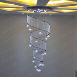 螺旋简约水晶吊灯复式楼梯灯LED节能吊灯水晶串旋转全新个性上市