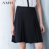 Amii[极简主义] 2016夏新品休闲通勤A字裙大码半身裙短裙11640992