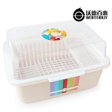 箱塑料带盖储物碗柜晾碗盘子沥水餐具厨房置物架放碗架装碗筷收纳