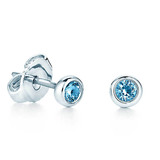香港正品代购蒂芙尼耳环Tiffany海蓝宝石纯银圆钻镶钻石耳钉吊坠