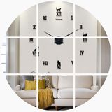 2016欧美猫咪简约超大尺寸客厅时尚艺术钟表个性时钟创意电池挂钟