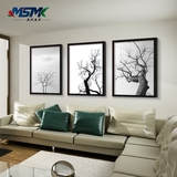 老树现代极简约黑白装饰画客厅沙发背景墙挂画餐厅壁画宜家有框画
