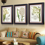 美式装饰画样板间客厅沙发墙上挂画卧室餐厅有框画香水百合三联画