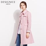 迪赛尼斯风衣女2016秋装新款中长款高腰欧美英伦风单排扣长袖外套