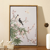 红栢合中式国画装饰画客厅沙发背景墙画床头有框画简约挂画花鸟
