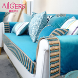 简约现代客厅四季沙发垫布艺坐垫地中海纯蓝防滑垫子 沙发巾定制