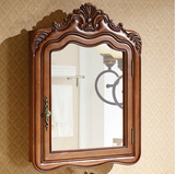 实木欧式镜柜卫生间浴室柜收纳柜橡木储物柜美式镜箱置物架镜子柜