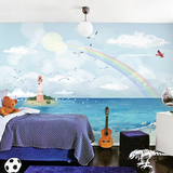 地中海墙纸 客厅沙发电视背景墙壁纸 卧室墙纸 蓝色大海大型壁画
