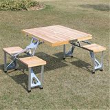 正品便携式木制折叠桌椅/木制组合桌椅/户外桌椅/野餐桌椅木连体