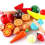 桶装木制磁铁切水果积木儿童玩具 切切乐 15件水果蔬菜切切看过
