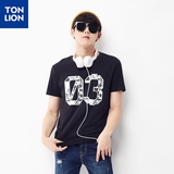 唐狮2016夏装新款韩版男装修身圆领短袖接头字母印花T恤特惠