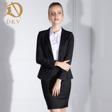 DKV新款时尚职业装女装套裙套装长袖OL正装女美容师条纹工作服秋