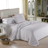 纯色白被套床单1.8米酒店床上用品四件套 大学生宿舍单人床三件套