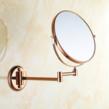 浴室化妆镜 双面壁挂折叠镜子卫生间伸缩镜 全铜梳妆美容镜免打孔