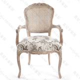 欧式法式美式田园藤背雕花餐椅椅子亚麻软包实木橡木莫尼卡家居