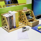 楠竹伸缩书架电脑桌面书架桌上书架简易置物架办公书架实木小书架