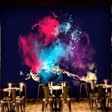 景墙纸壁纸个性艺术创意色彩涂鸦咖啡厅酒吧 3d立体壁画吧台背