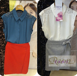 ROEM罗燕 韩国专柜正品代购  蕾丝雪纺衬衫 RMBL537100