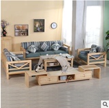 厂家直供松木组合实木大沙发 1+2+3组合沙发 软靠沙发床可以定做