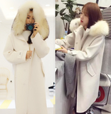 韩国东大门代购2015冬装新款狐狸毛双面羊绒呢大衣羊毛呢外套女