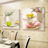 餐厅装饰画饭厅挂画水果墙壁画无框画客厅现代简约三联画背景墙画