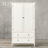 RH 法式乡村实木衣柜 美式仿古双门衣橱 欧式白色实木衣柜