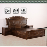 红木家具非洲鸡翅木床1米8双人实木床明清古典家具床中式红木大床