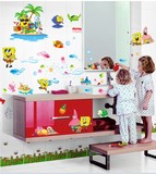 可移除墙贴 海绵宝宝卡通贴 儿童房幼儿园教室布置装饰墙贴纸贴画