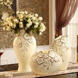 欧式花瓶复古创意田园简约陶瓷花器花插餐桌办公台面装饰实用摆件