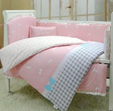 p床具组宝宝床围婴儿床上用七件套儿童床品七套件纯棉布料