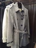 英国代购 burberry 女装 皮革装饰羊绒混纺风衣 39810981 打折