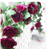 高仿真欧式新款玫瑰花藤条壁挂管道客厅吊顶装饰藤蔓/藤条/假花
