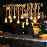loft个性水管麻绳吊灯6头咖啡馆吧台服装店北欧复古工业创意吊灯