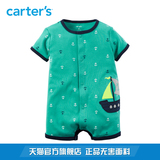 Carter's1件式绿色短袖连体衣哈衣爬服全棉帆船男婴儿童装118G283
