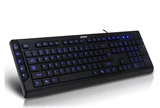 包邮 双飞燕 超薄键盘舒适USB有线 蓝色背光发光游戏键盘